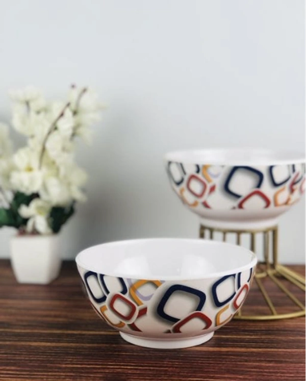 Go Hooked Printed Designer Melamine Soup Bowls/Cereal Bowls/Snacks Bowls/Mixxing Bowls/Salad Bowls/Fruit Bowls-400ml-Pack of 2 - 400 ml, Melamine, Bowl, Pack of2